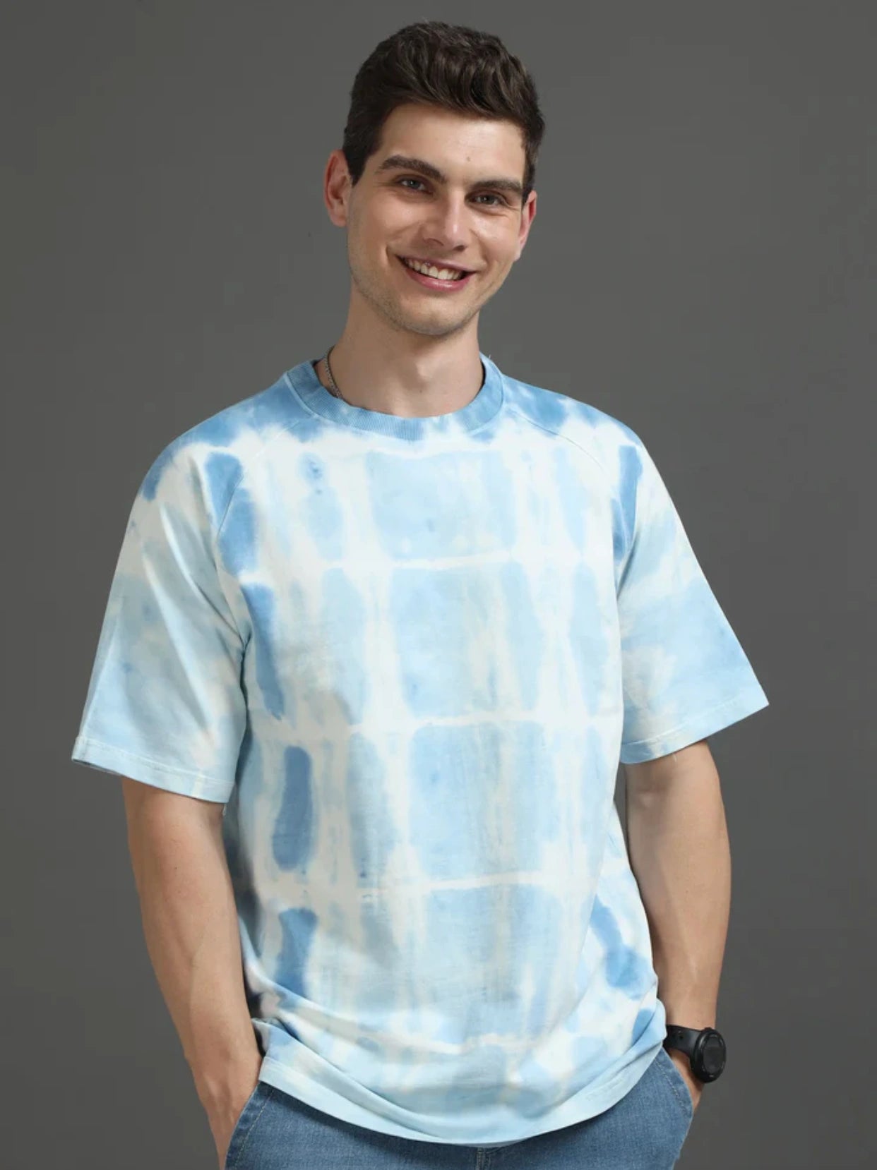 Oversized Essential Tee - Tie and Dye - Blue