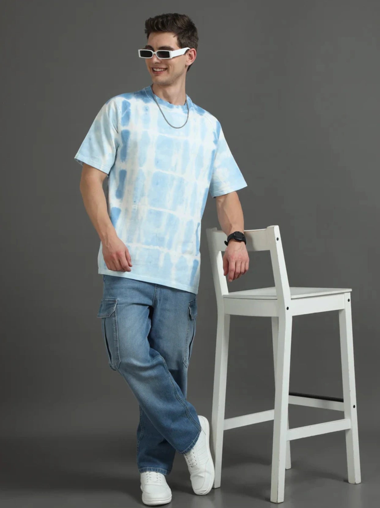 Oversized Essential Tee - Tie and Dye - Blue