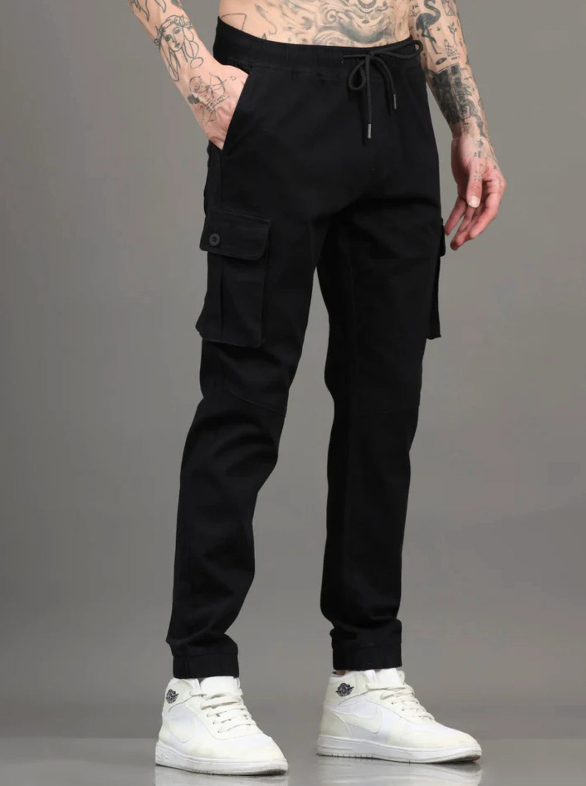 Everyday Pocket Cargo Joggers - Charcoal Black