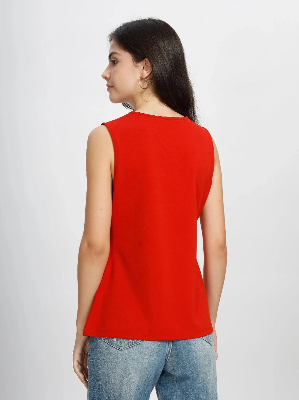Women Poly Elastane Top - Red