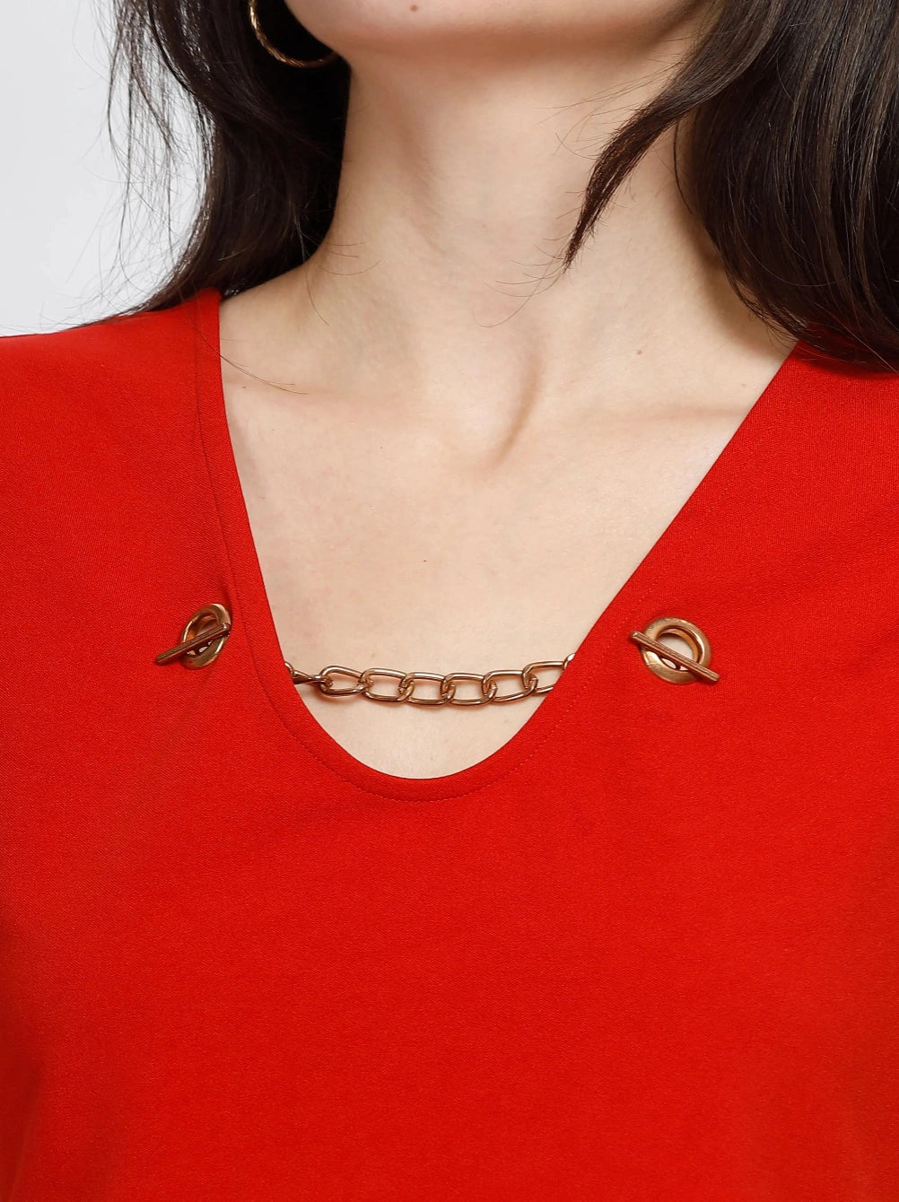 Women Poly Elastane Top - Red