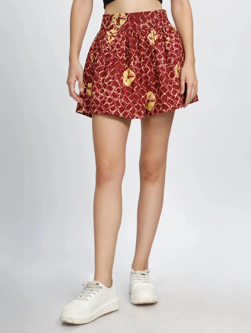Women Divided Skirt - Red and Yellow